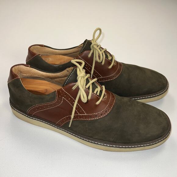 Johnston & Murphy Upton Saddle Oxford Shoes Olive Nubuck Snuff Leather Size 10.5 main image 4